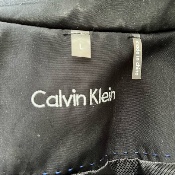 Calvin Klein black water resistant trench coat size Large button closure - Picture 13 of 14